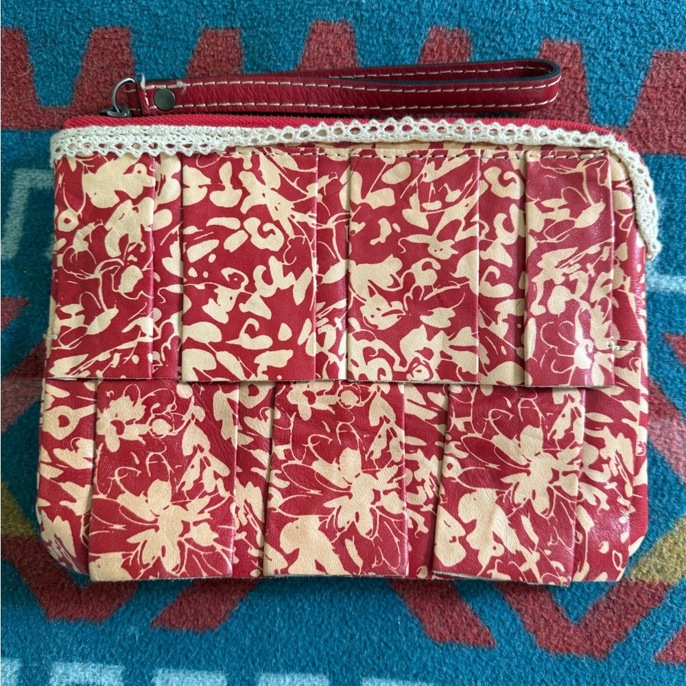 PATRICIA NASH FLORAL LEATHER CLUTCH